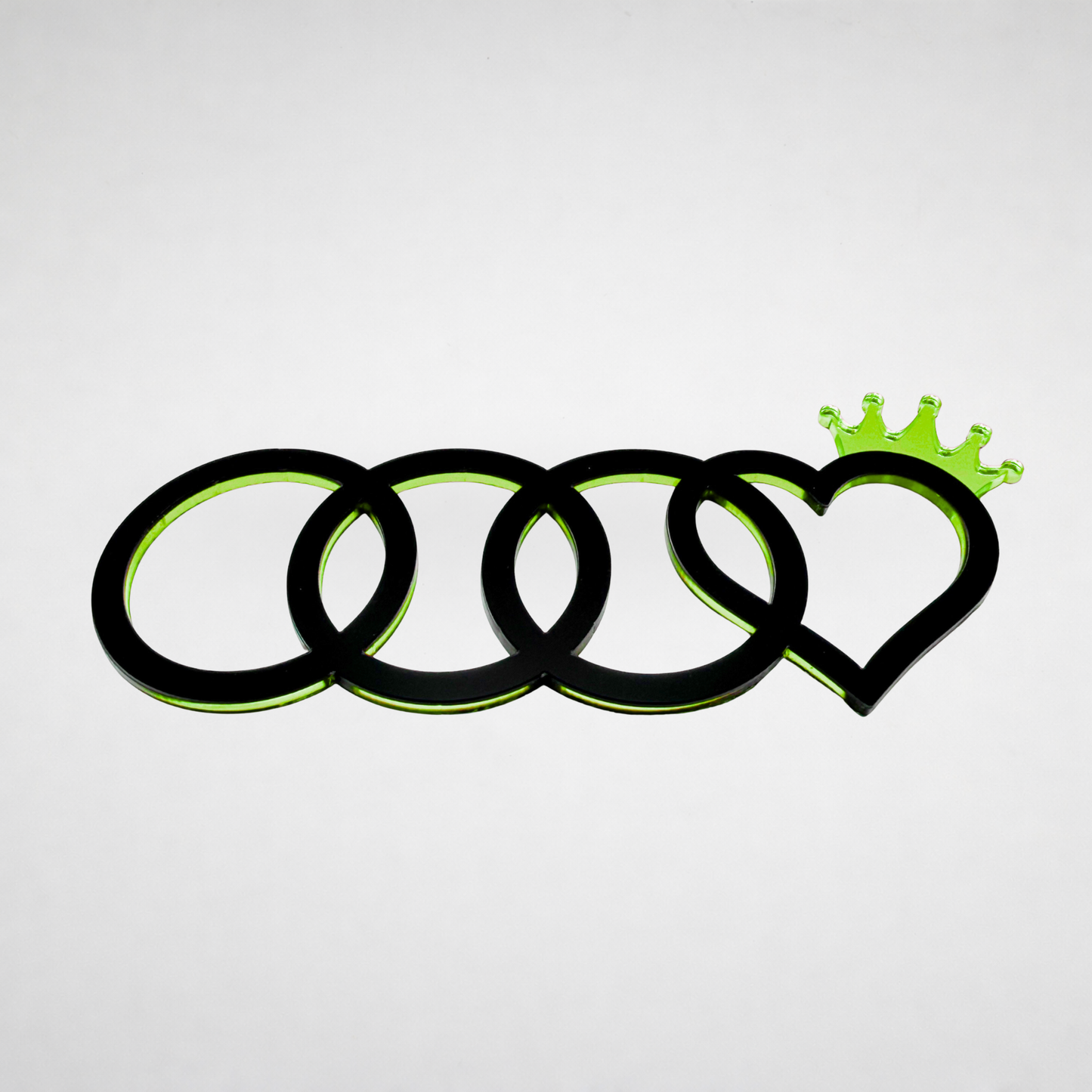 AUDl Rings W/ Princess Heart (For rear of car)