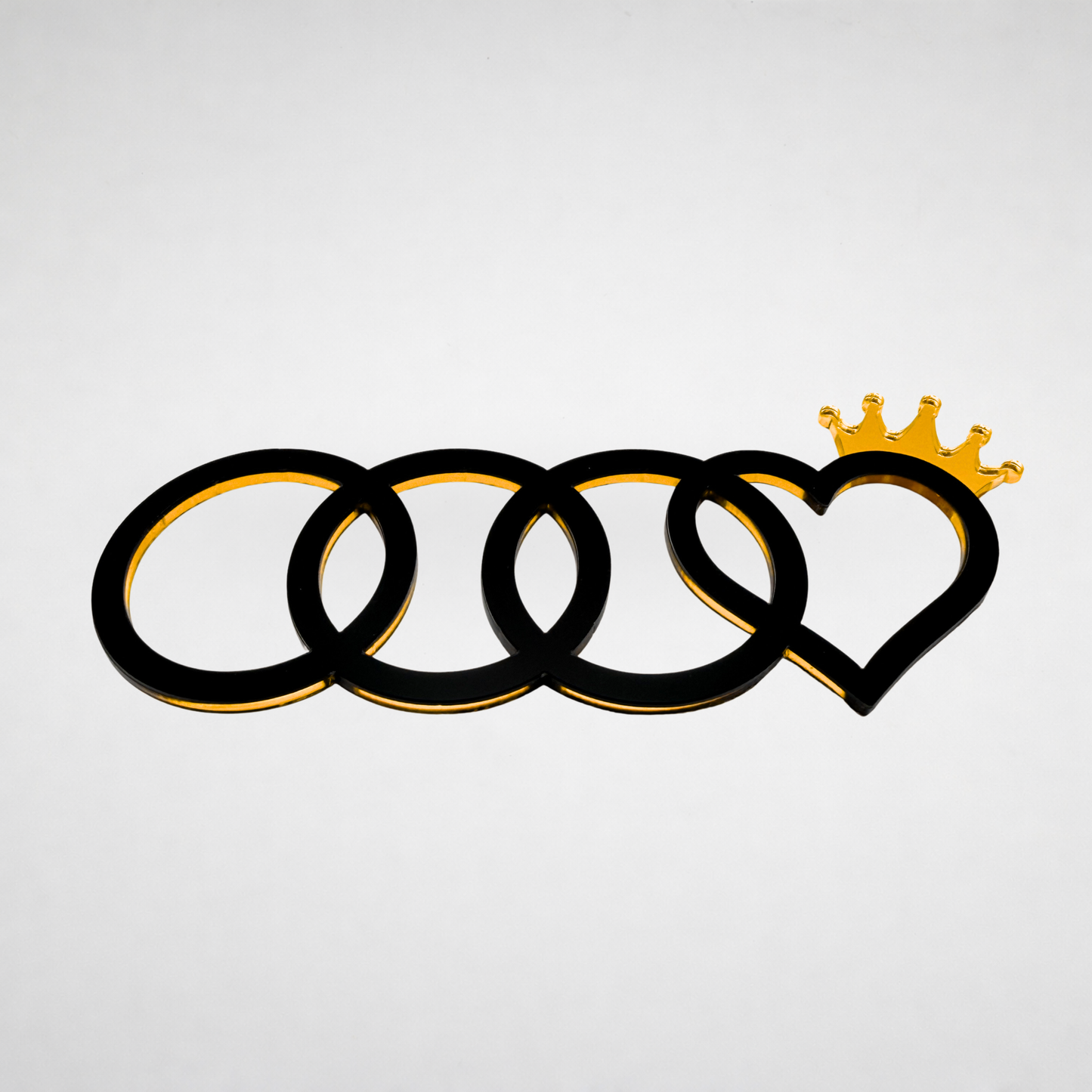 AUDl Rings W/ Princess Heart (For rear of car)
