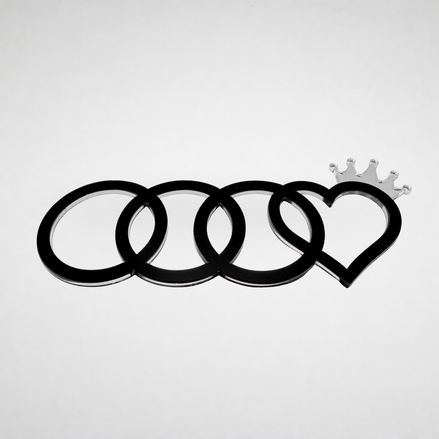 AUDl Rings W/ Princess Heart (For rear of car)