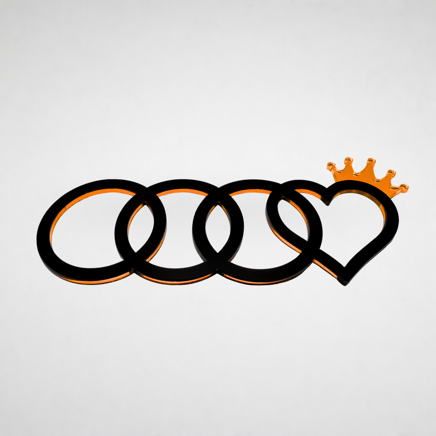 AUDl Rings W/ Princess Heart (For rear of car)