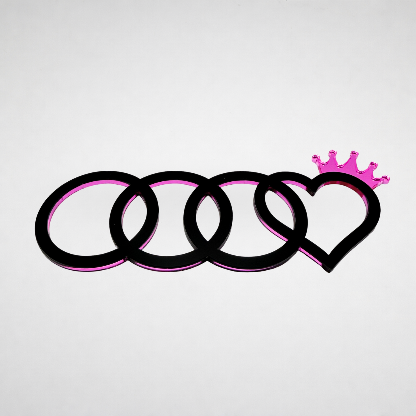 AUDl Rings W/ Princess Heart (For rear of car)