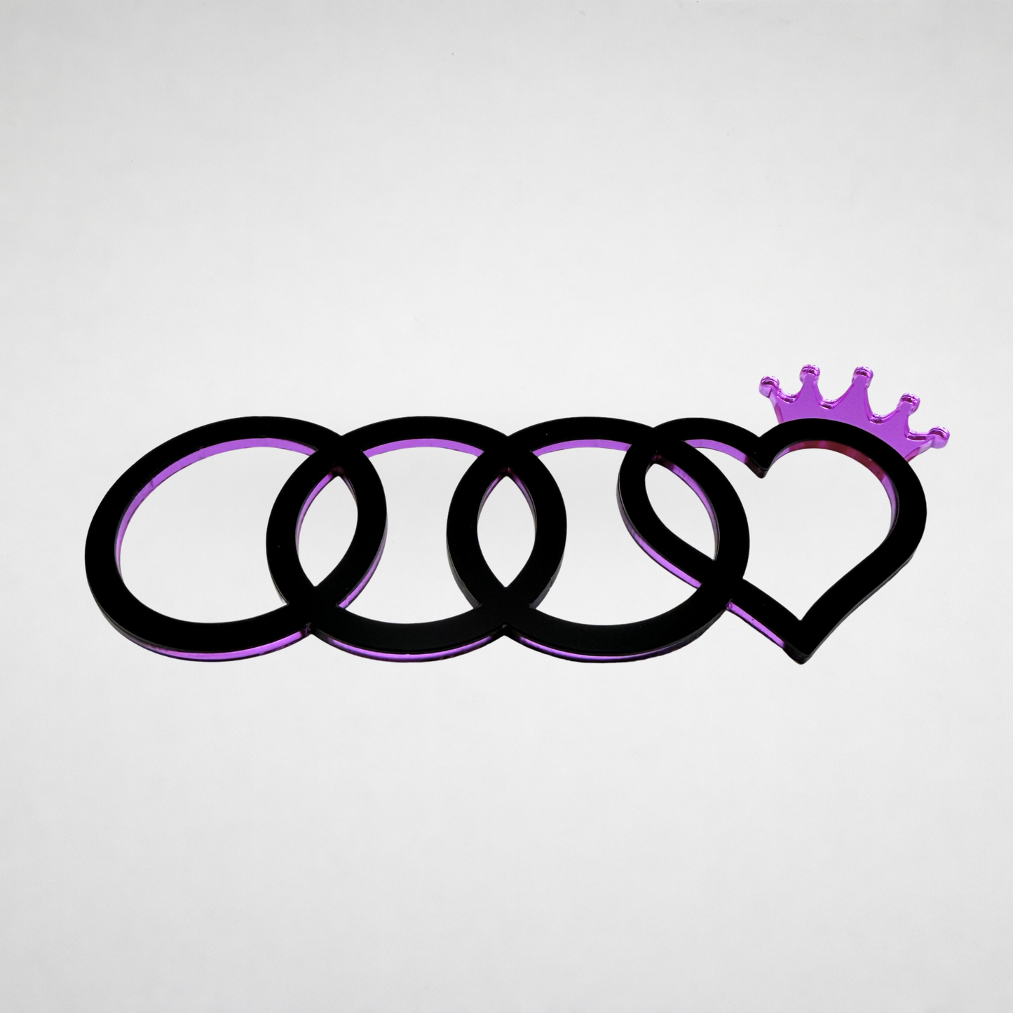 AUDl Rings W/ Princess Heart (For rear of car)