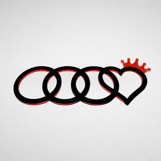 AUDl Rings W/ Princess Heart (For rear of car)