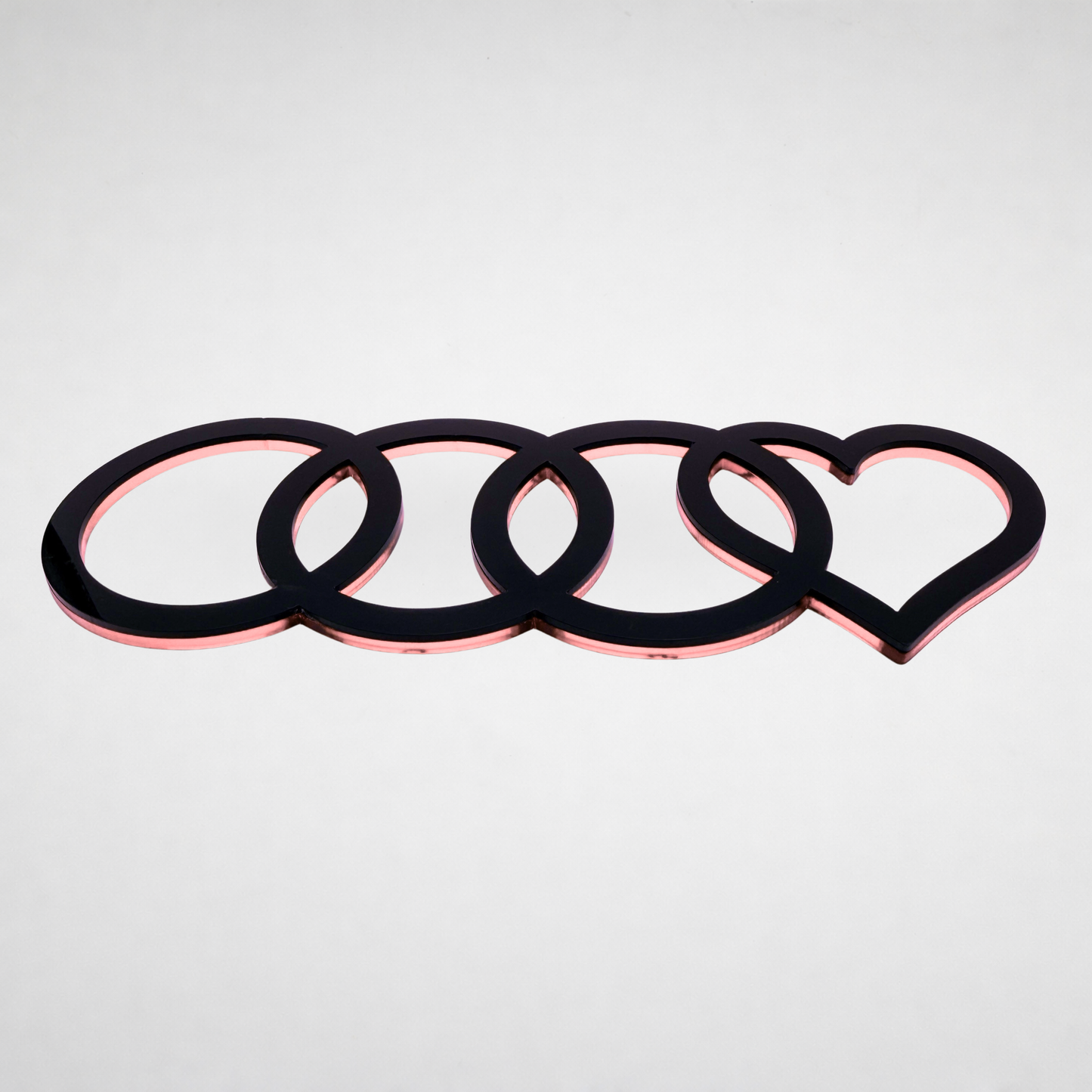 AUDl Rings W/ Heart (For rear of car)