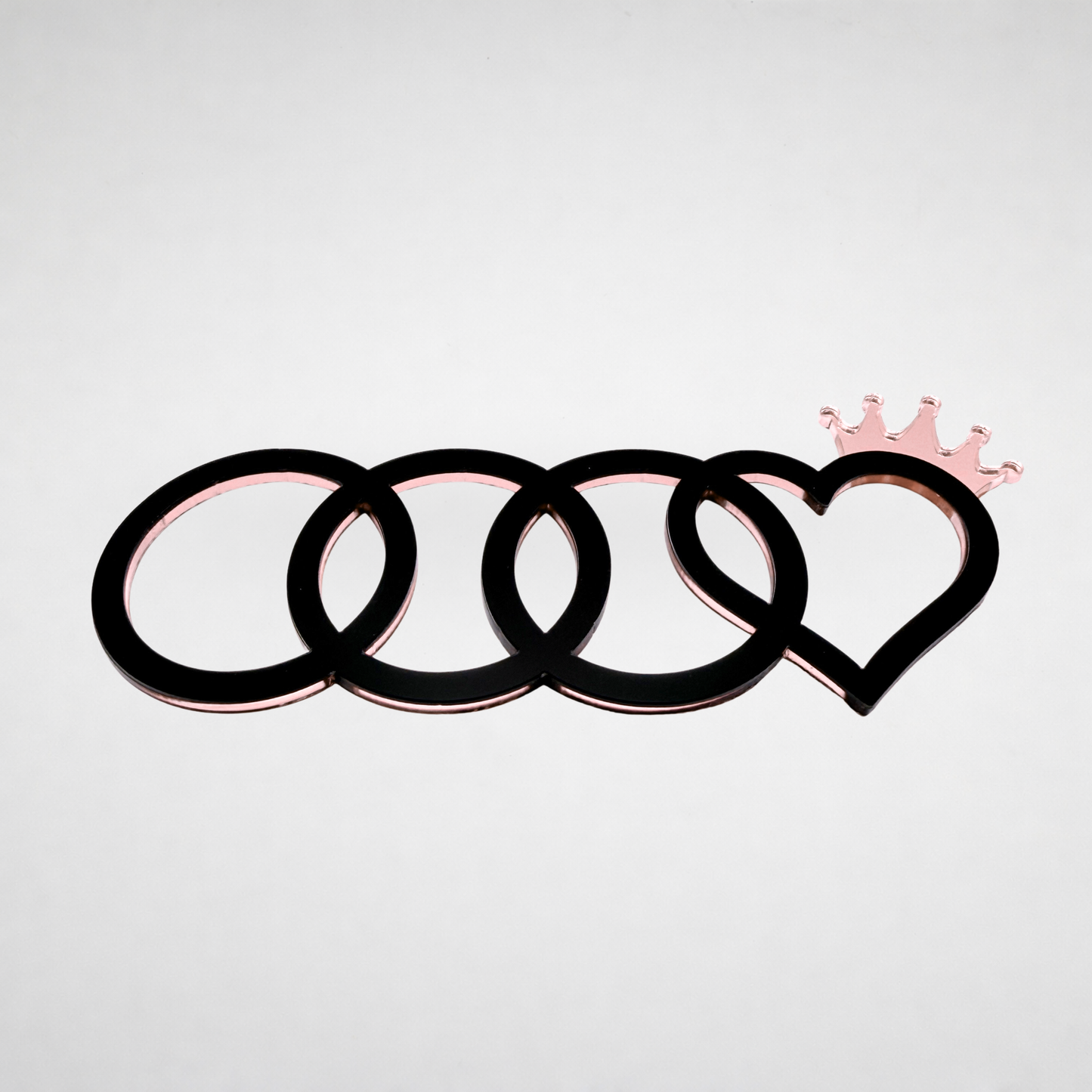 AUDl Rings W/ Princess Heart (For rear of car)