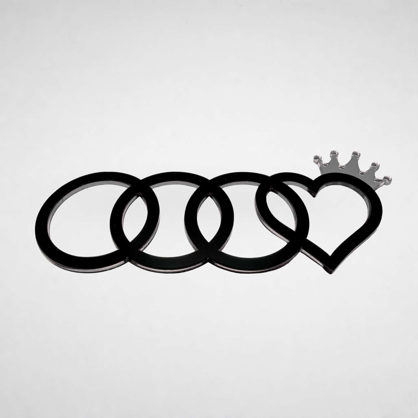 AUDl Rings W/ Princess Heart (For rear of car)