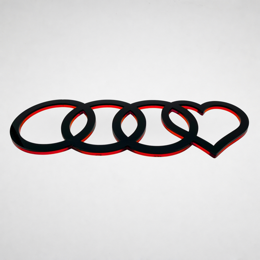 AUDl Rings W/ Heart (For rear of car)